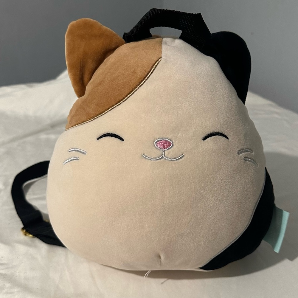 Cam the Calico Cat Squishmallow Backpack 10” Tall Zipper Pocket EUC